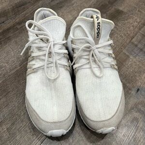 Adidas White and Tan Sneakers adidas Tubular Radial men’s size 9 GOAT